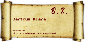 Bartmus Klára névjegykártya